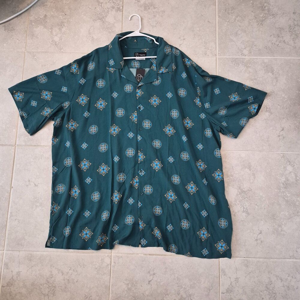 Men's Big & Tall Collar Short Sleeve Shirt Size 5XL